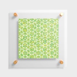 Mojito dance. Watercolor seamless pattern of green and yellow colors in Tie-Dye style Floating Acrylic Print