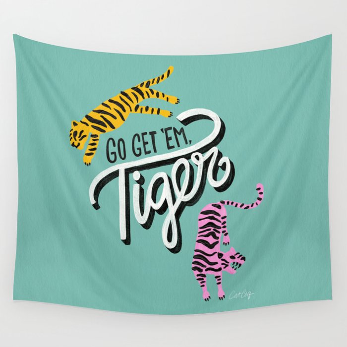 Go Get 'Em Tiger – Mint Palette Wall Tapestry