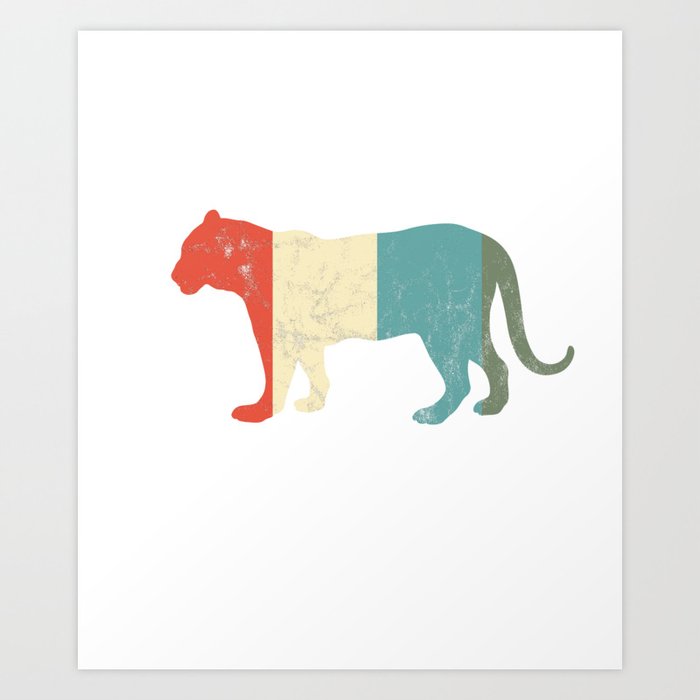Black Panther Retro Vintage Panthers Jaguar Leopard Wildlife Forest Feline Cougar Puma Gift Art Print By Tomgiant