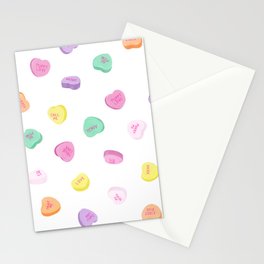 Valentines Day Conversation Heart Candies Pattern - White Stationery Card