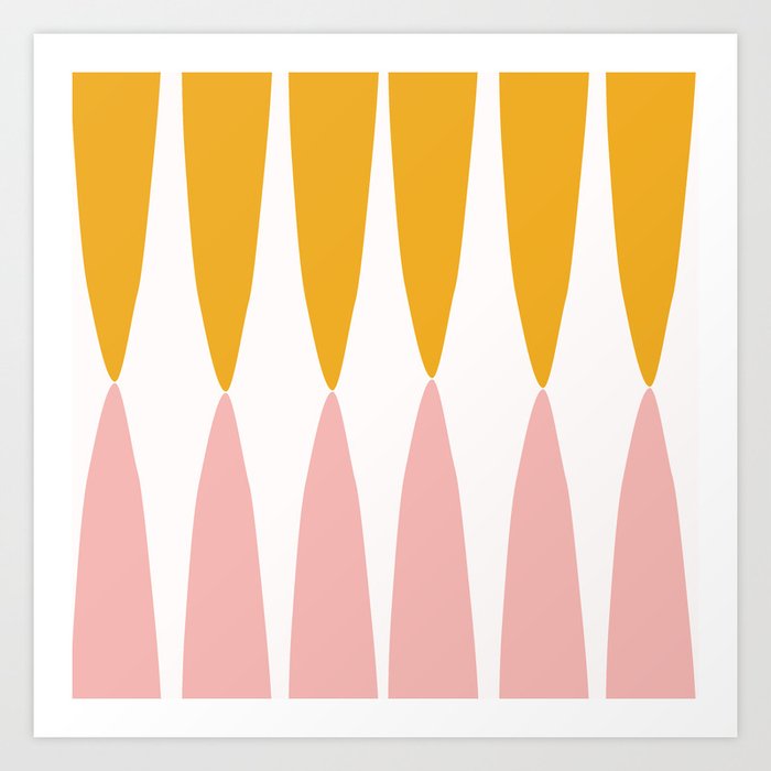 Abstract Shapes 107 Pattern in Mustard Yellow and Pale Pink  Art Print