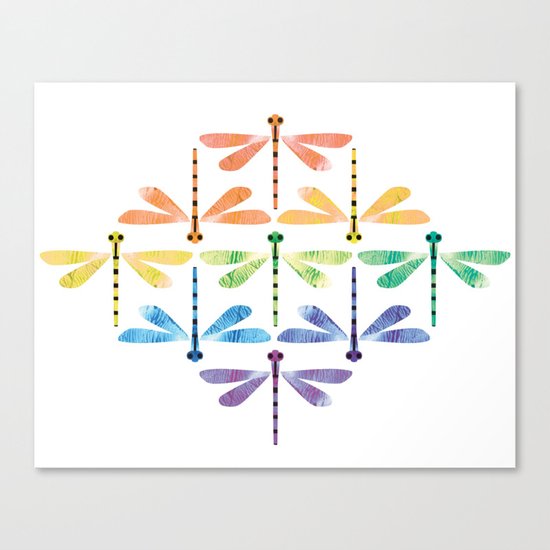 Rainbow Damselflies Canvas Print