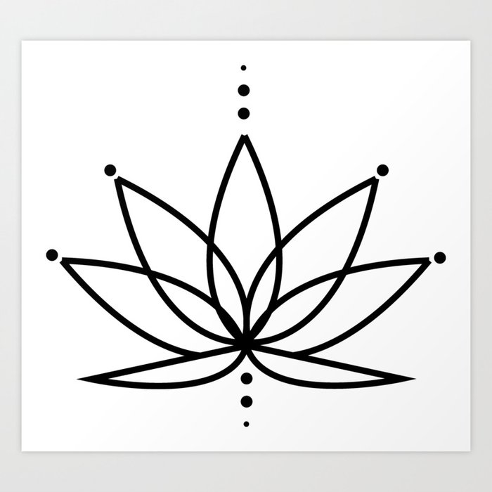 Simple Lotus Flower / Water Lily (Line Art Outline) Art Print by Emma Baldwin Designs Society6