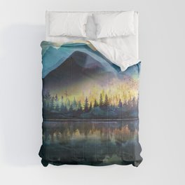 Mountain Lake Under Sunrise Comforter