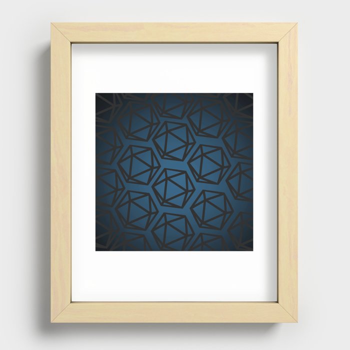 D20 Pattern - Blue Black Gradient Recessed Framed Print