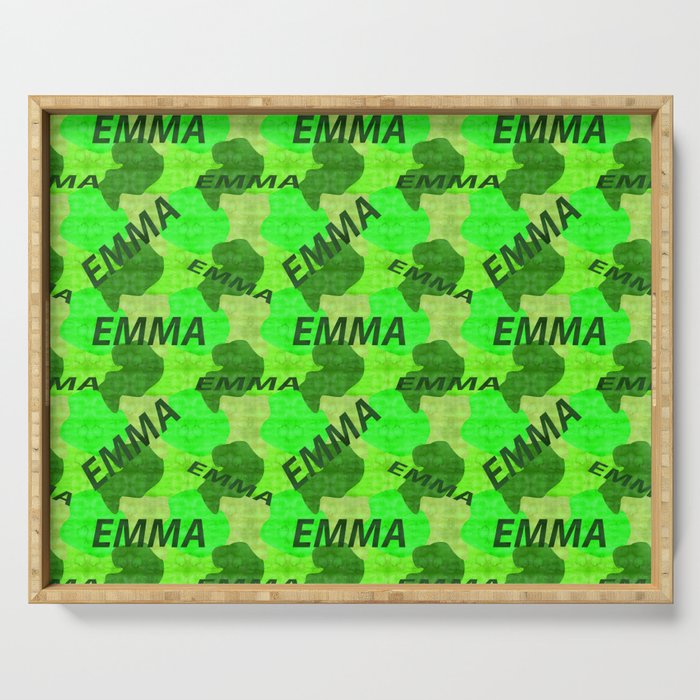  Emma pattern in green colors and watercolor texture Serving Tray