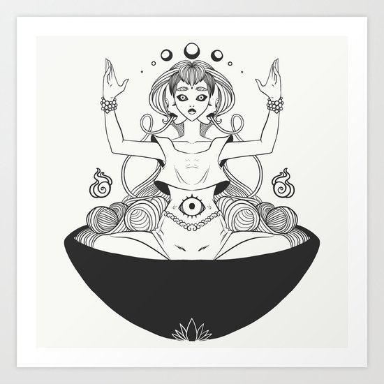 Ramen Noodle Bowl Anime Girl Drawing Art Print By Cellsdividing Society6