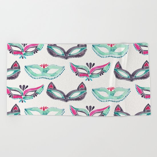 Masquerade Mask Trio – Pink & Mint Palette Beach Towel