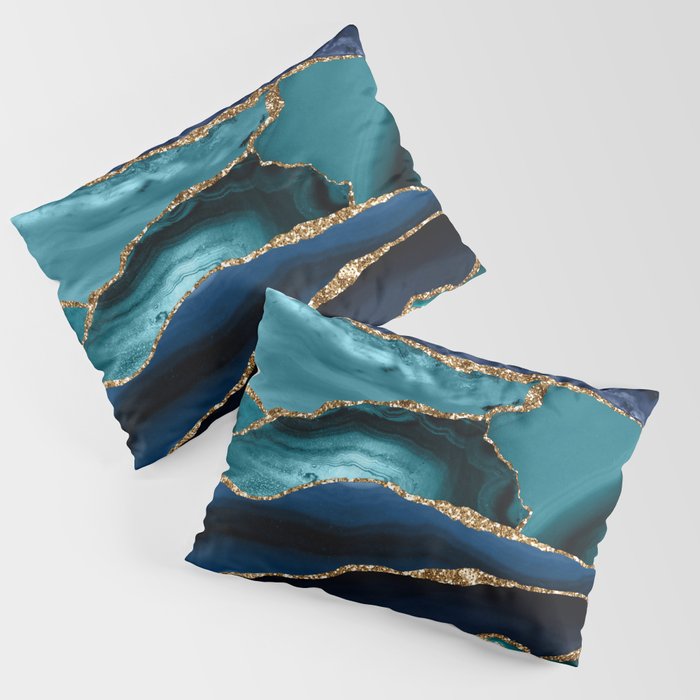 Ocean Blue Mermaid Marble Pillow Sham