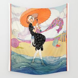 Vintage Magazine Cover - Windy Beach Wall Tapestry