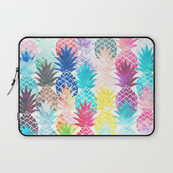Hawaiian Pineapple Pattern Tropical Watercolor Laptop Sleeve