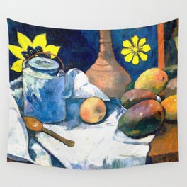 Paul Gauguin - Still Life with Teapot and Fruit 1896 Artwork for Wall Art, Prints, Posters, Tshirts, Men, Women, Kids Wall Tapestry