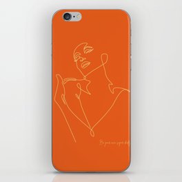 Abstract portrait line drawing of a woman's sweetness - orange tiger iPhone Skin