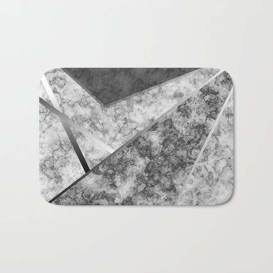 Combined abstract pattern in black and white . Bath Mat