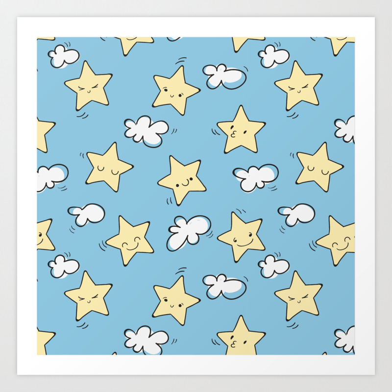 Modern Cartoon Star And Blue Background Art Print By Allenan Store Society6 Find the perfect cartoon star background stock photos and editorial news pictures from getty images. modern cartoon star and blue background art print by allenan store