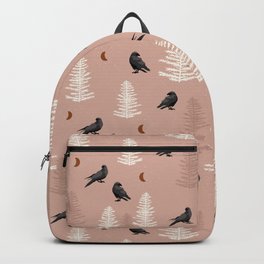 Blacks crows Backpack | Whimsical, Trees, Graphicdesign, Animal, Digital, Bird, Night, Crows, Tree, White 