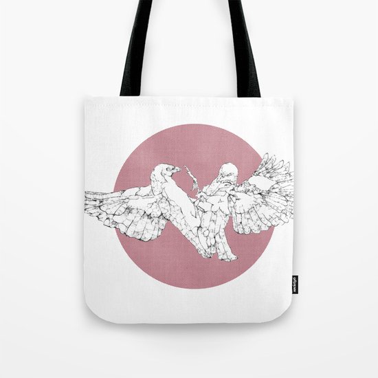 In which scribbly birds fight Tote Bag