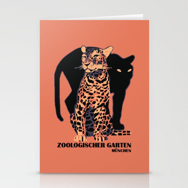 Retro vintage Munich Zoo big cats Stationery Cards