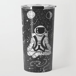 Astronaut Meditating Travel Mug | Ink Pen, Moon, Astronaut, Cosmic, Illustration, Cartoon, Illustrations, Space, Black And White, Drawing 