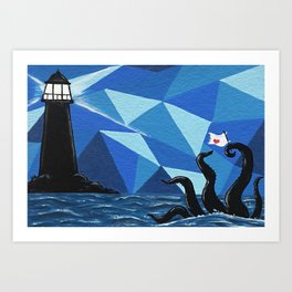 the lighthouse and the kraken ofmd Art Print