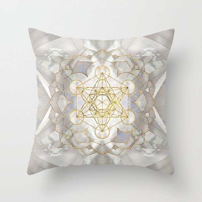 Metatron's Cube in lotus Sacred Geometry  Throw Pillow