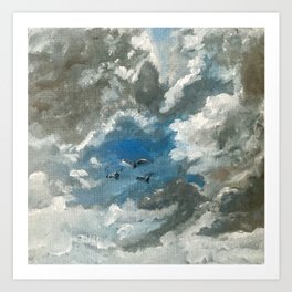 Birds in Cloudy Sky Art Print