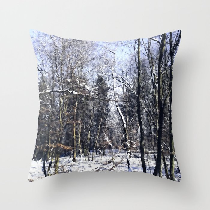 White winter in the forest Throw Pillow