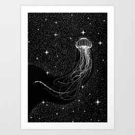 starry jellyfish (Black Version) Art Print