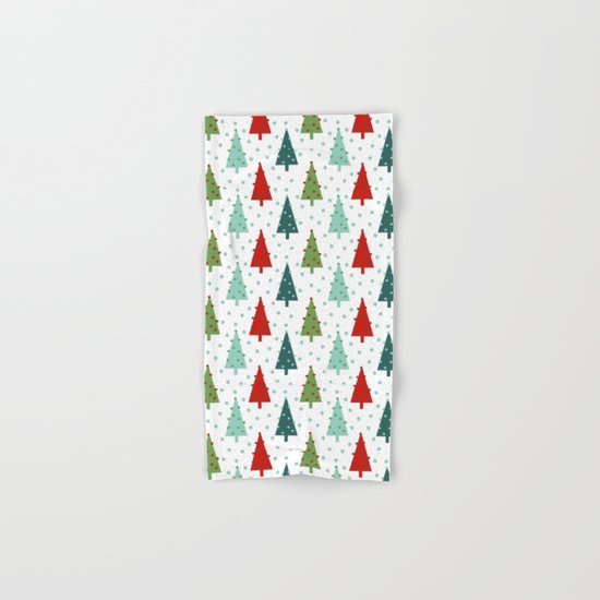 Christmas Tree holiday dots snow polka dot minimal modern geometric christmas decor design Hand & Bath Towel