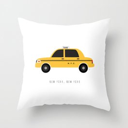 New York City, NYC Yellow Taxi Cab Throw Pillow