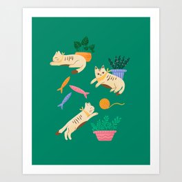 Cats and plants Art Print