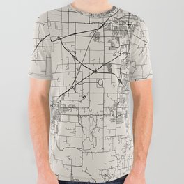Springfield, Missouri - USA - Black and White Minimal City Map All Over Graphic Tee