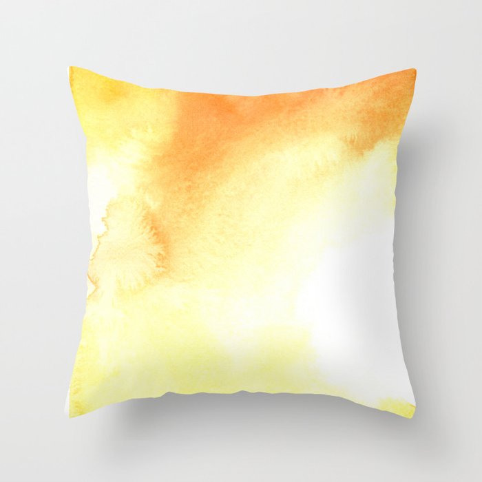 Yellow watercolor Throw Pillow