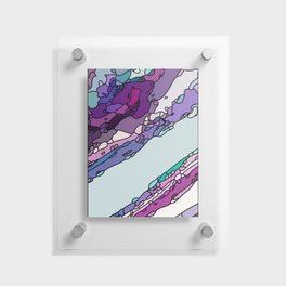 Purple, Violet and Aqua Rocky Layers Abstract Artwork  Floating Acrylic Print