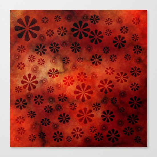 Burnt Orange Flowers Pattern Canvas Print