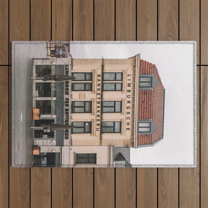 Dutch Bakery - Old Architectural House in the Netherlands, old building - Travel Photography Outdoor Rug