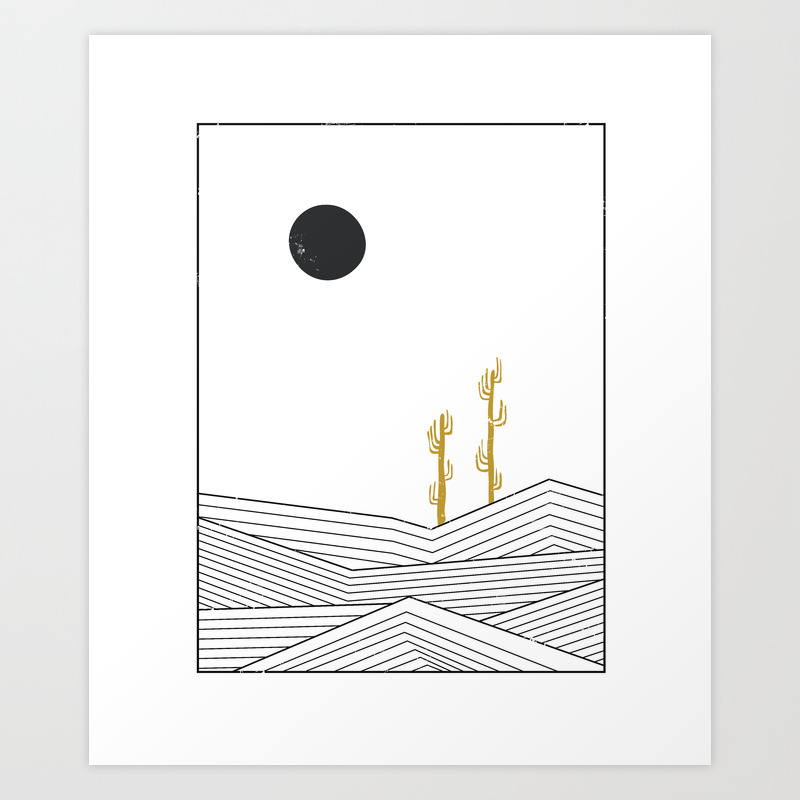 Abstract Geometric Landscape Desert And Cactus Art Print By