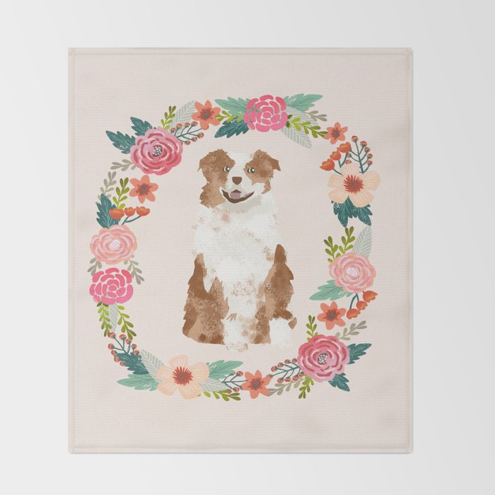 Australian Shepherd Red Merle Floral Wreath Dog Gifts Pet Portraits Mesmerizing Red Throw Blanket Australia Australian Shepherd Red Merle Floral Wreath Dog Gifts Pet Portraits Mesmerizing Red Throw Blanket Australia