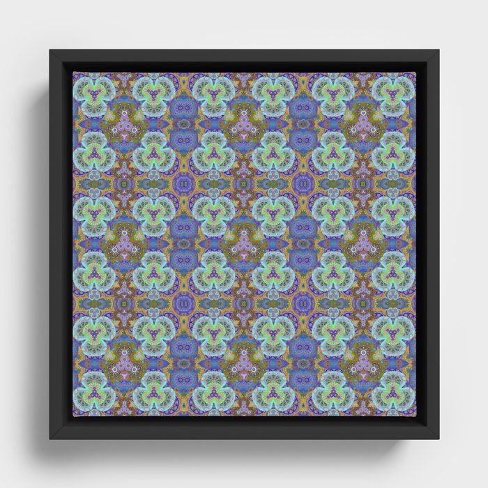 Micro Floral Groovy Psychedelica Color Healing Print Framed Canvas