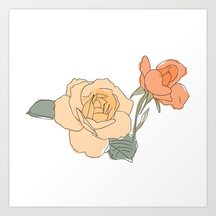 Handdrawn Roses Art Print