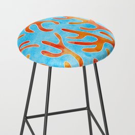Coral - Turquoise Background Bar Stool