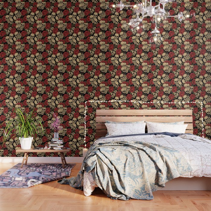 Roses And Skulls Wallpaper By Nb1987 Society6