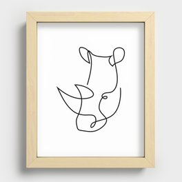rhino one line - menace Recessed Framed Print