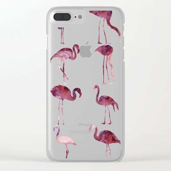 Summer Flamingos Pink Clear iPhone Case