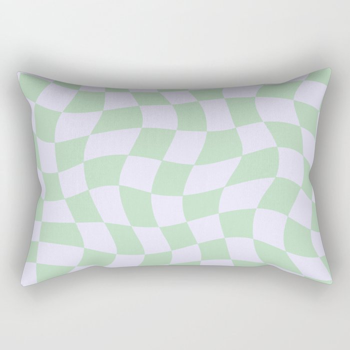 acid checked_ivory + mint Rectangular Pillow