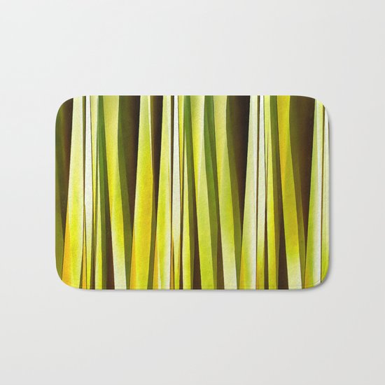 Yellow Ochre and Brown Stripy Lines Pattern Bath Mat