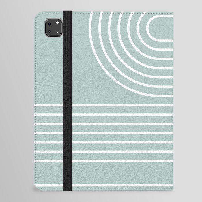 Geometric Lines Rainbow 22 in Sage Mint iPad Folio Case