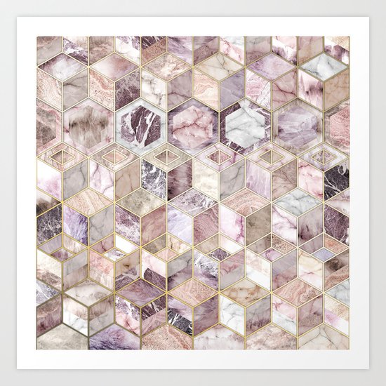 Blush Quartz Honeycomb Art Print
