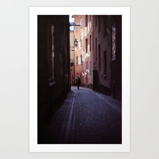Stockholm Gamla Stan Alley Lonely Man Art Print