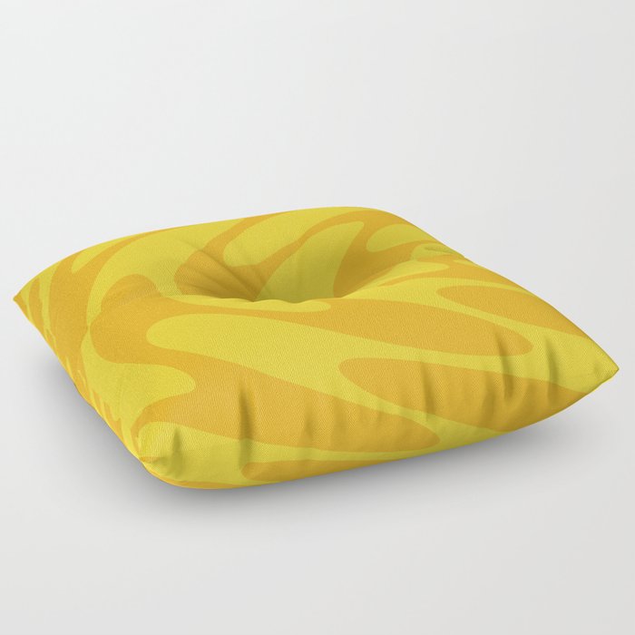 Retro Style Abstract Sonic Wave Pattern 632 Yellow and Gold Floor Pillow